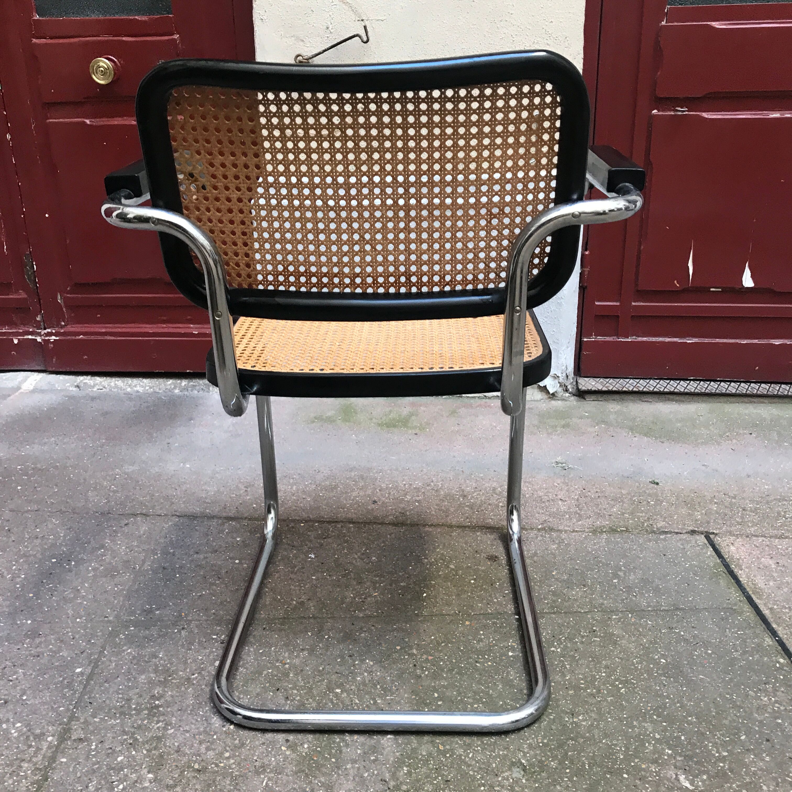 Marcel Breuer armchair, chrome and black chair