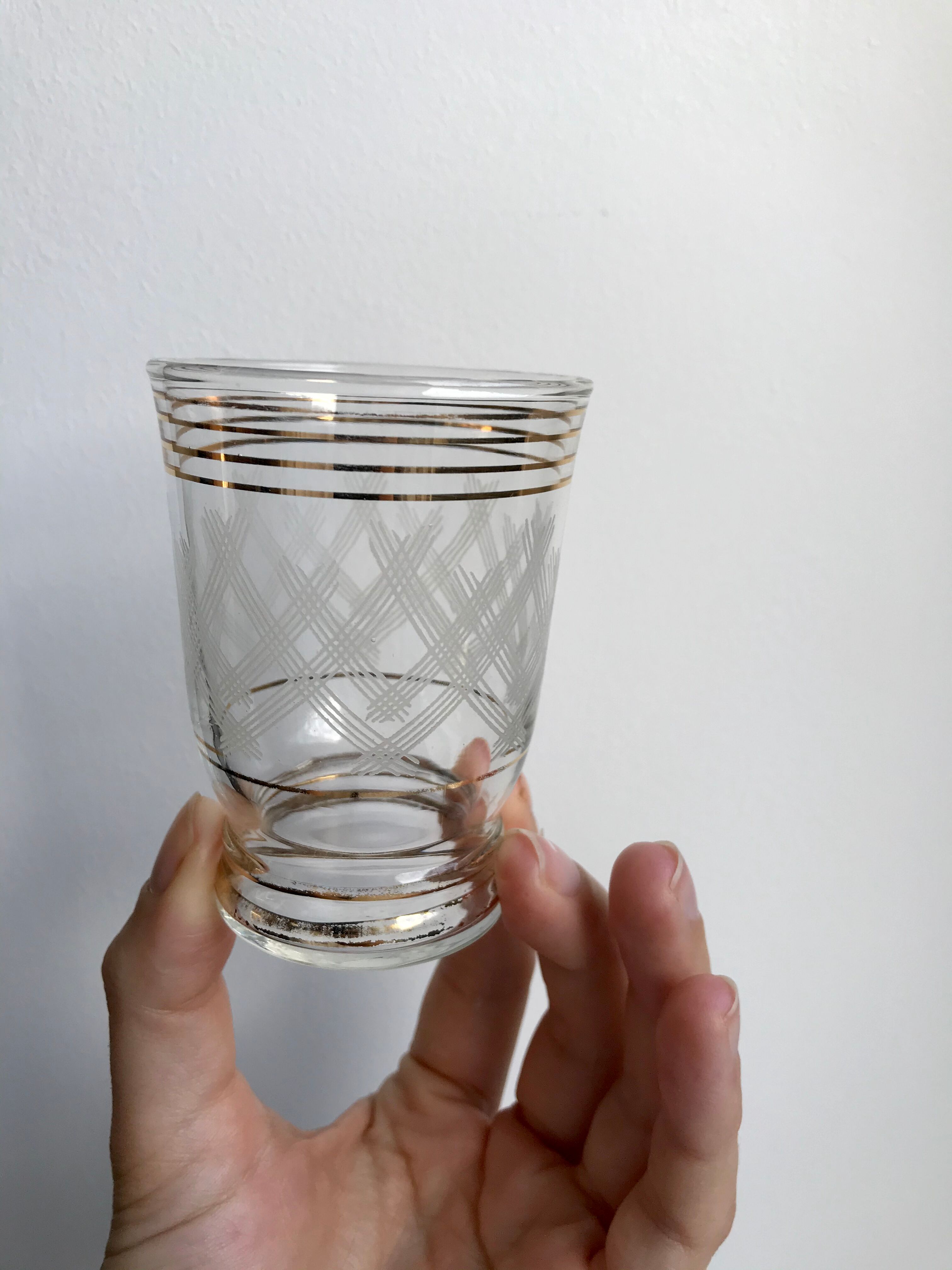 Set of 6 engraved cups and golden spirals 50-60s