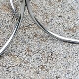 Dining table from the 70s top smoked glass base chrome