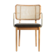 Light wood caning chair armrests red Edition caviar fabric