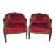 Pair of Transition period armchairs, trimmed with burgundy velvet