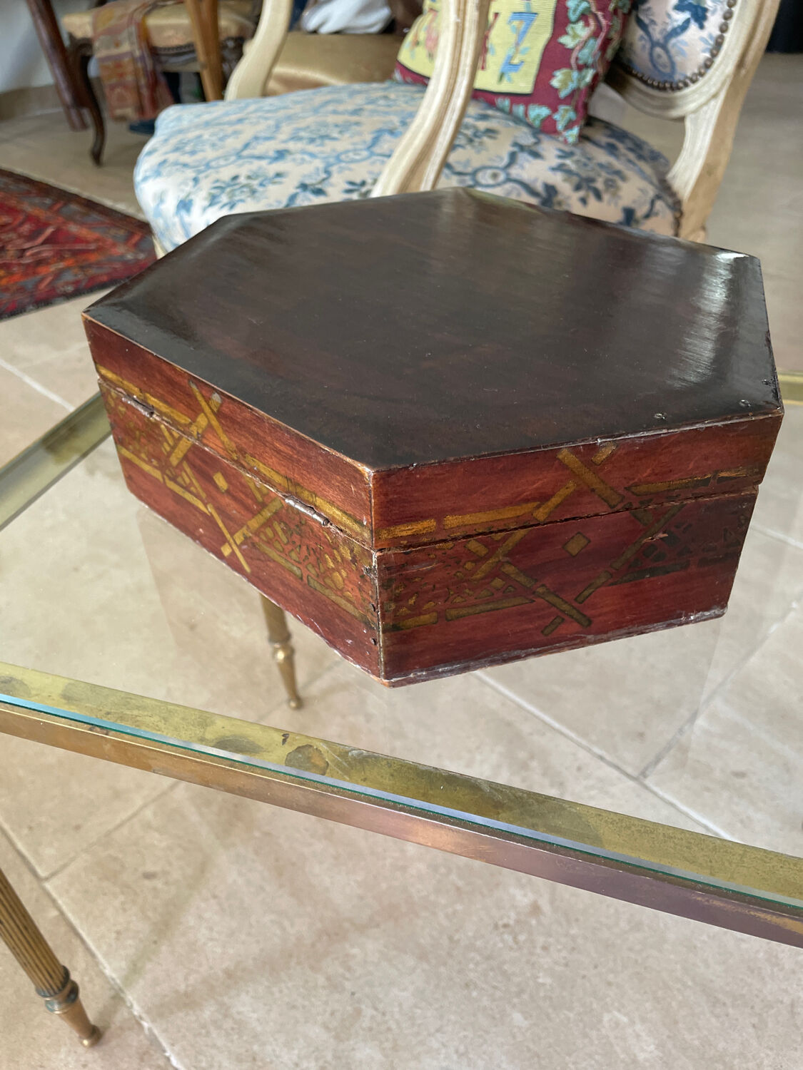 Old varnished wooden box