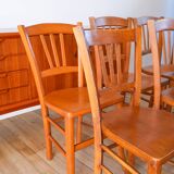 Ensemble de 6 chaises bistrot en bois Luterma 1950