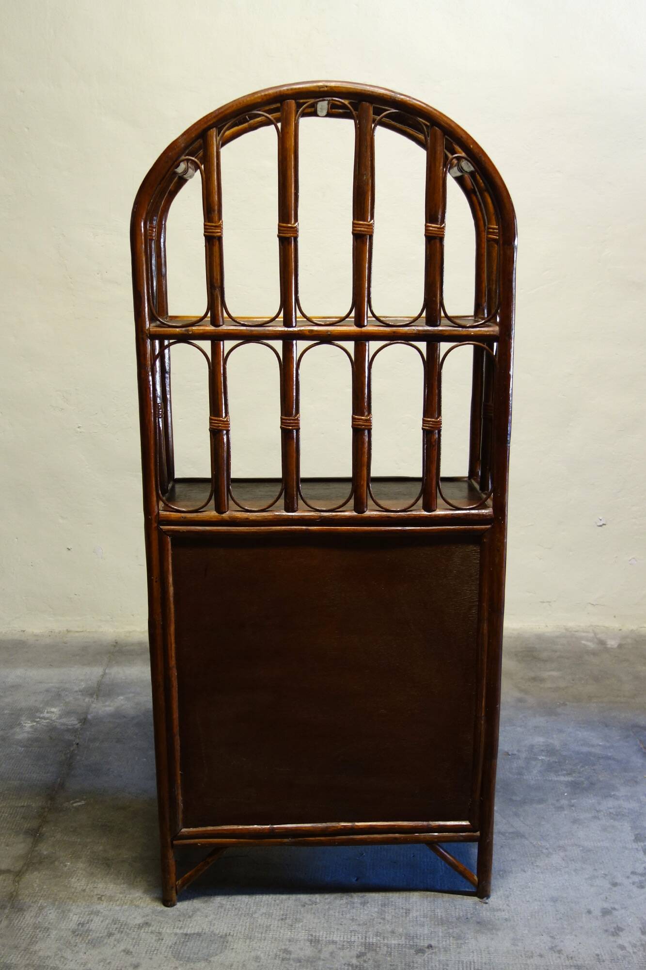 Bamboo rattan bookcase shelf from the 50s