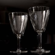 Set of 6 chiseled glasses, 2 sizes