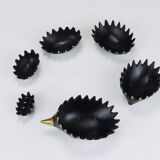 Cendriers empilables en laiton hérisson de Walter Bosse, Herta Baller, Autriche, années 1950