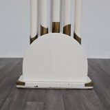 Vintage Postmodern Wood and Brass Coat Rack, 1980s