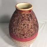 Old vase ball Odyv ceramic rose violet decoration 70s vintage