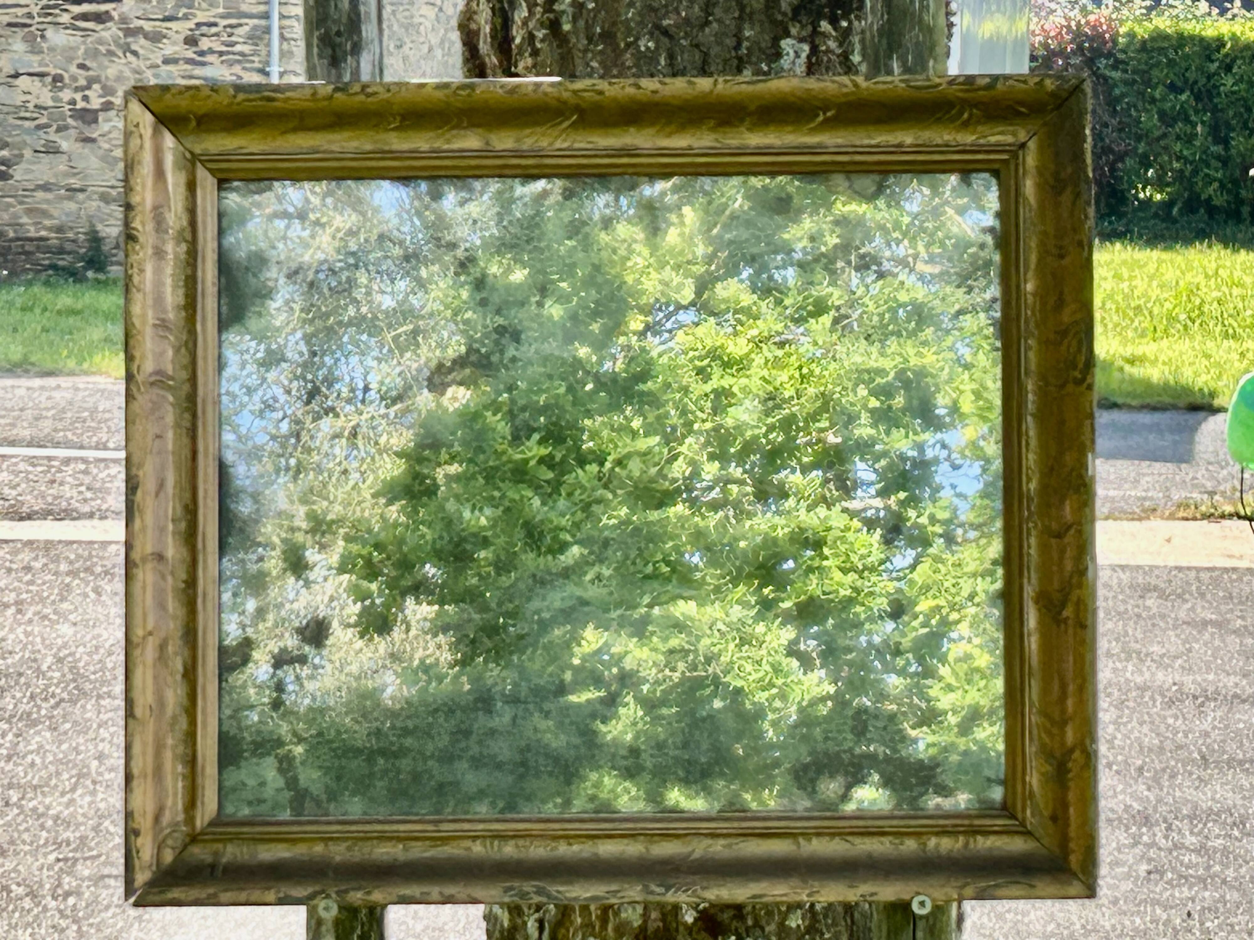 antique moulded wood and gilded stucco mirror - de-mercurised mirror sold in the e