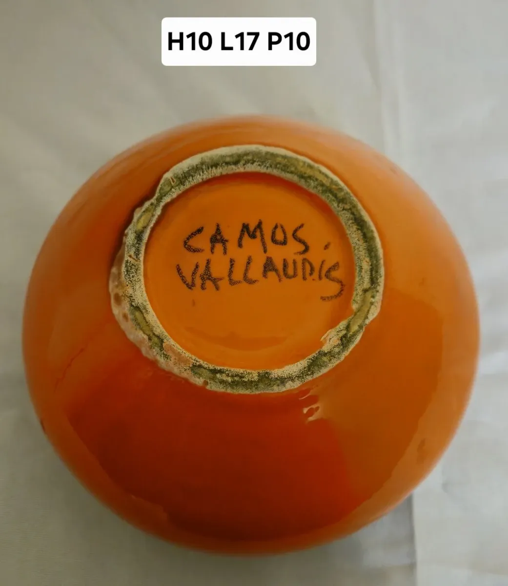 Ceramic vase signed CAMOS – Vallauris Beautiful glazed ceramic vase