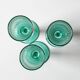 Set of 3 Vintage Green Stem Champagne Flutes: Bormioli Rocco Harmonia, 1990