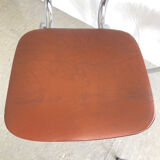 4 chairs in brown skaï and metal vintage year 60