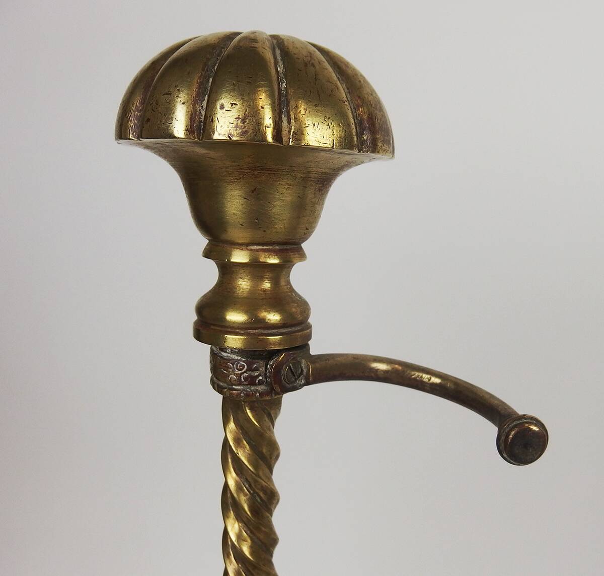 Pair of neo-gothic style bronze andirons