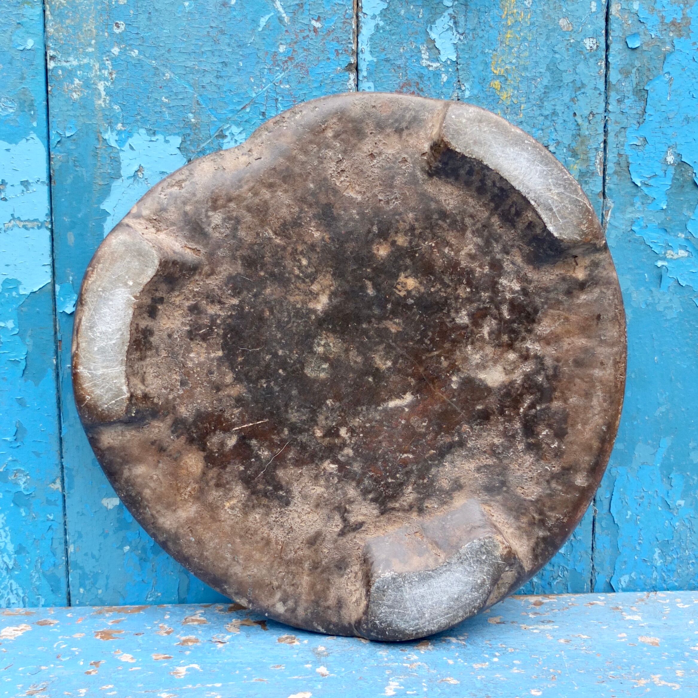 Antique round marble bread board