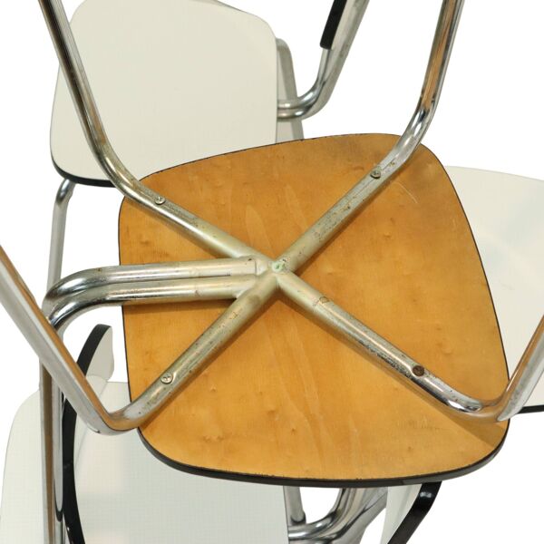 6 chaises en formica gris et chromées, années 60