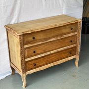 Neo rustic mini buffet chest of drawers with 3 drawers renovated in raw wood