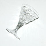 Series of 6 glasses with port on conical stand in cut crystal