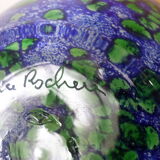 Ball vase signed blue and green Rock