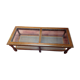 Coffee table in wood, glass and rattan