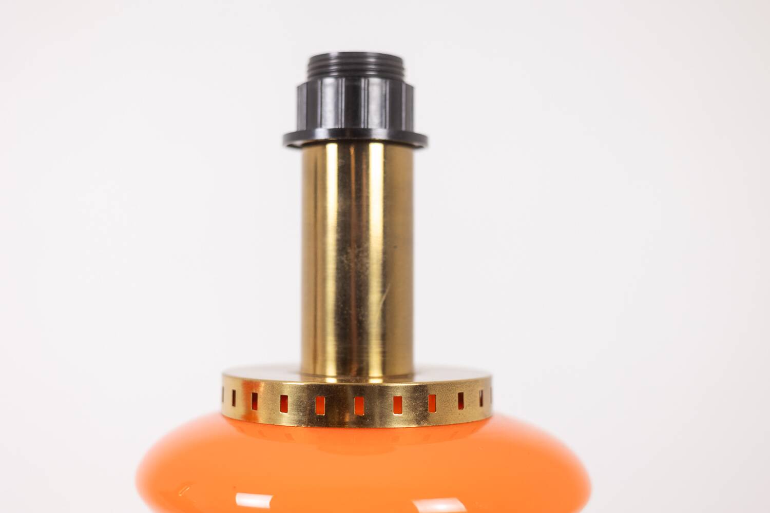 Pair of orange glass lamps. 1970s.