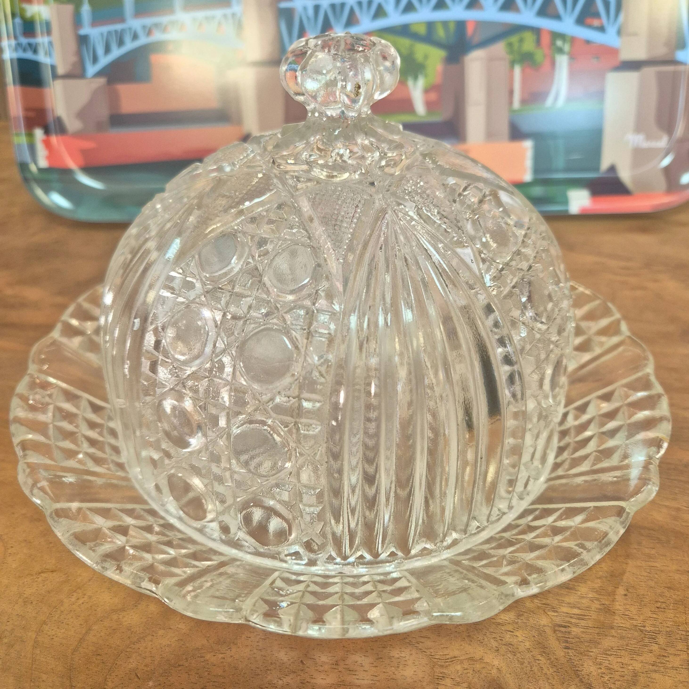Antique glass cheese dome