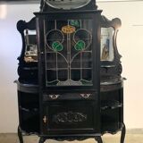 Blackened wooden display case, late 19th, early 20th century
