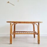 Rattan and bamboo coffee table