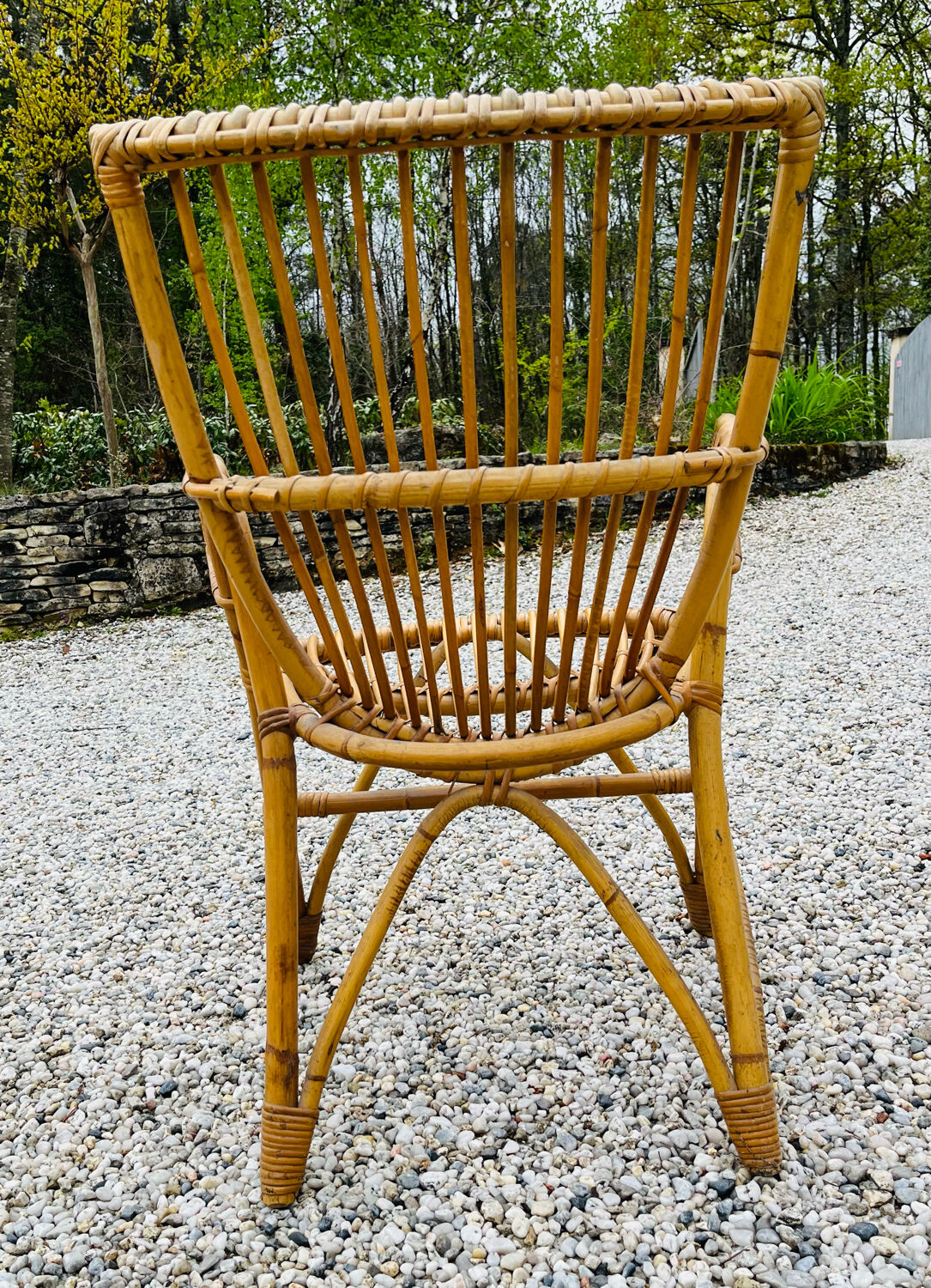 Original vintage rattan armchair