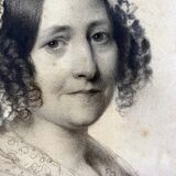 Painting drawing "portrait of a woman" 1845 by augustin-luc demoussy (1809-1880)