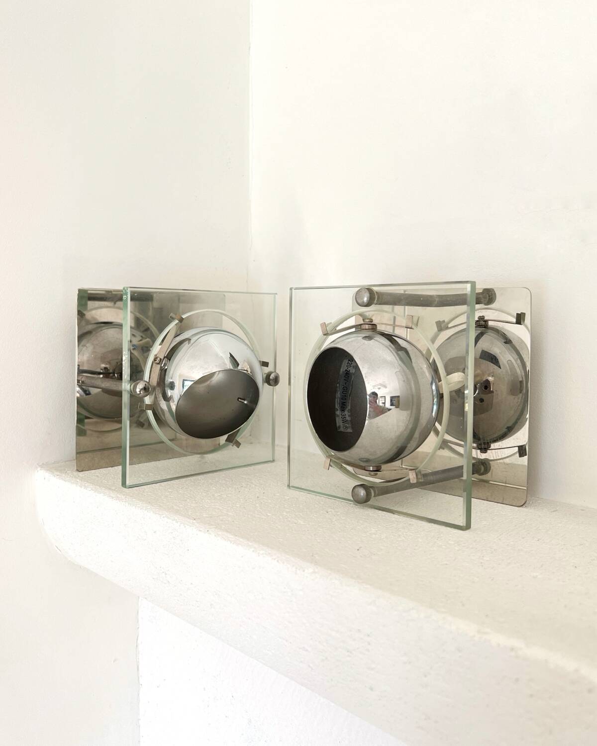 Lot de 2 appliques eyeball Space Age chrome vintage - années 70