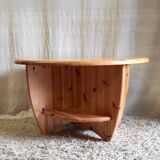 Round coffee table in solid pine - 1970s/80s