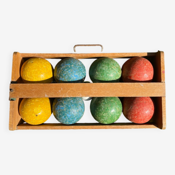 Ancien jeu de boules en bois vintage