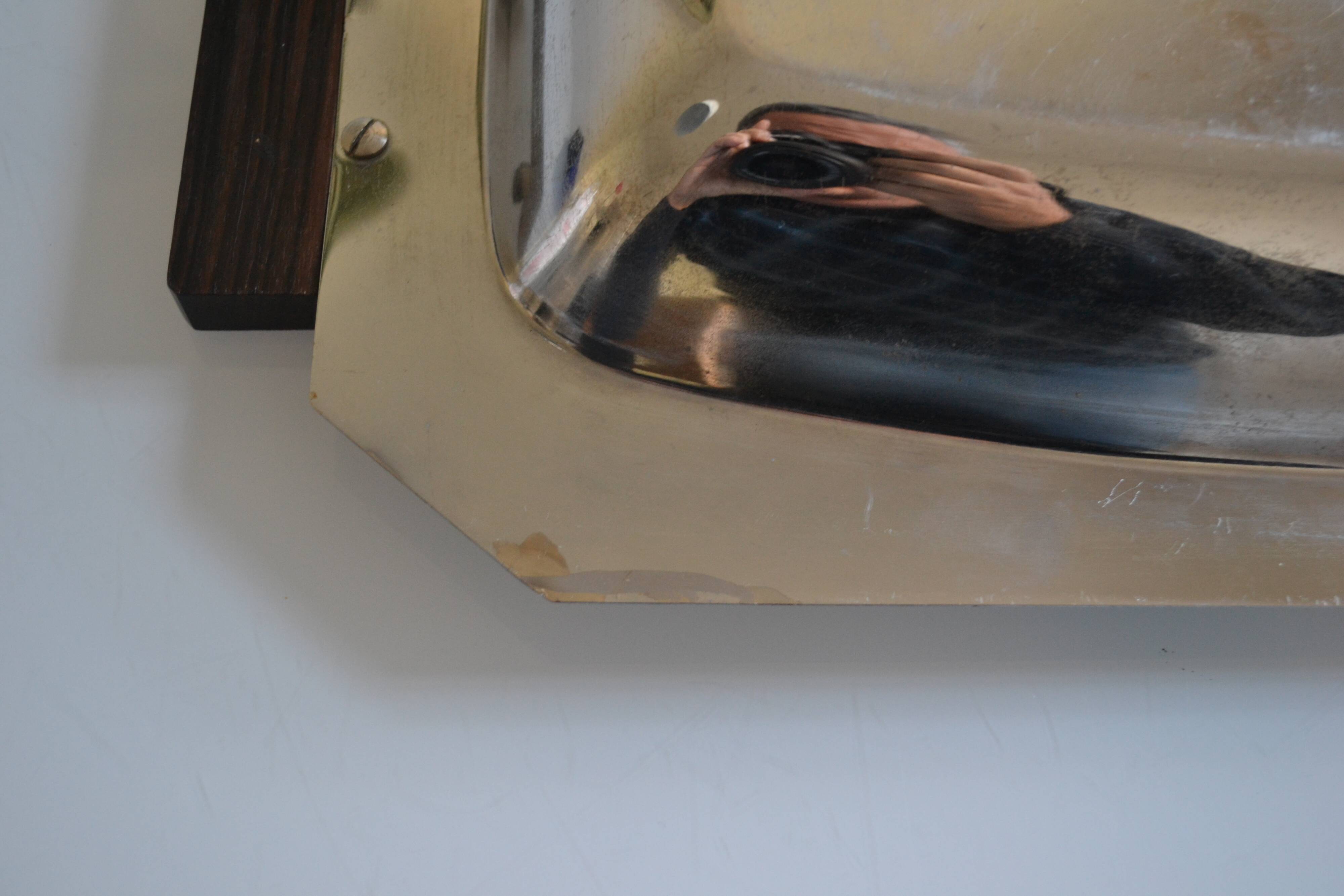 Art Deco serving dish in chrome metal with ebony handles.