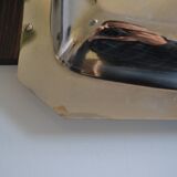 Art Deco serving dish in chrome metal with ebony handles.