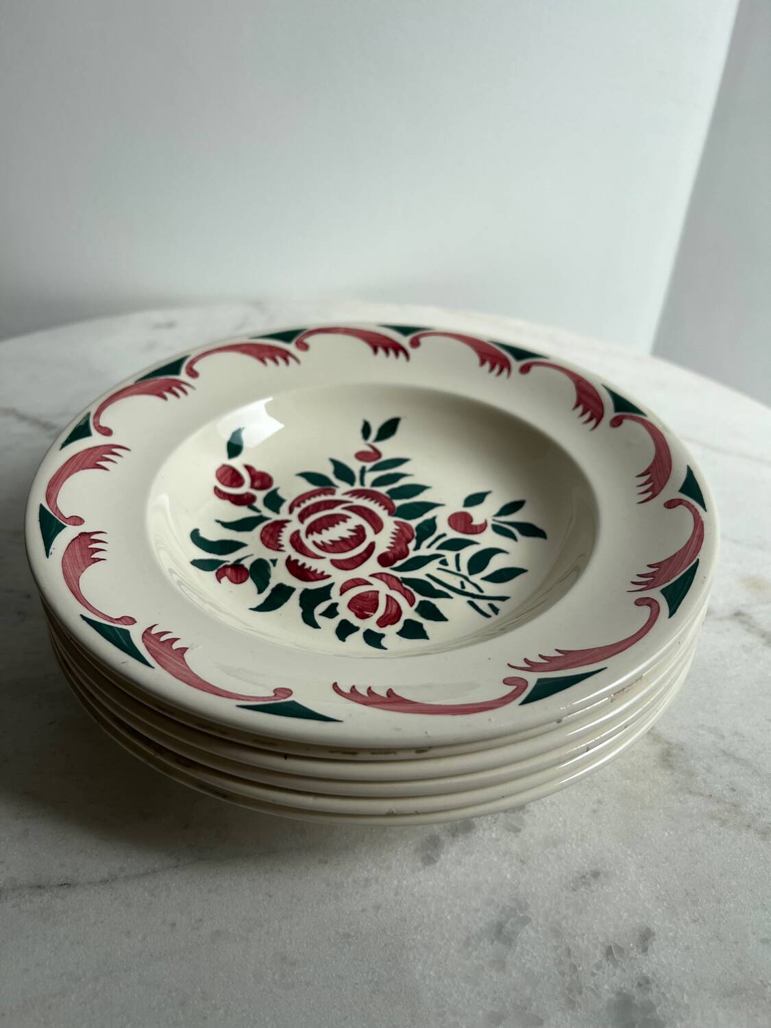 Set of 6 old soup plates from the French manufacturer LONGWY, Alsace model