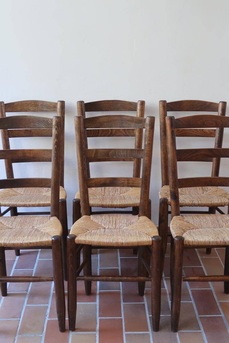 6 straw farm chairs