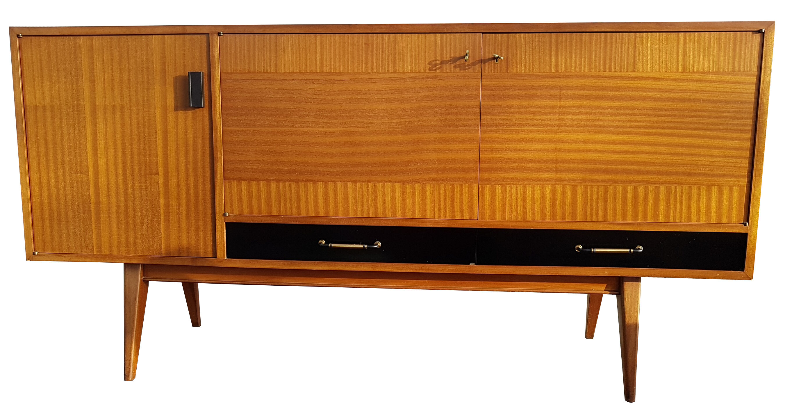 Sideboard in teck and formica black design Charles Ramos