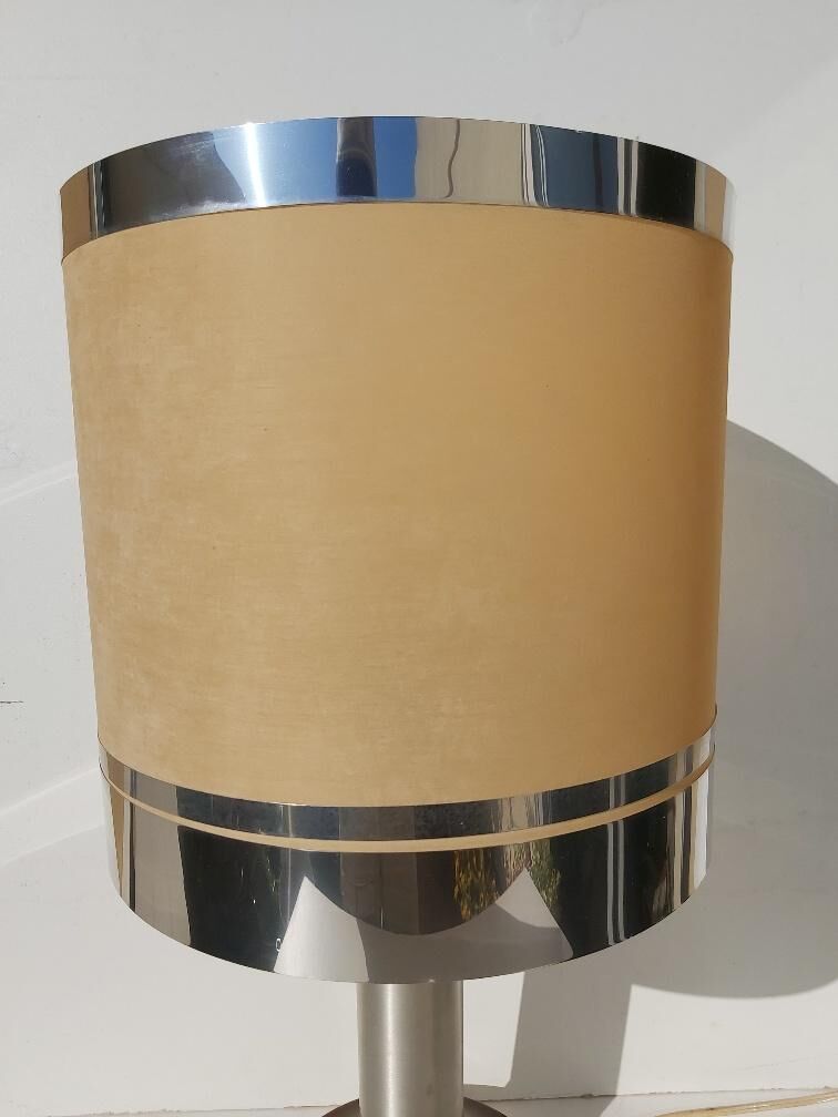 Wood and chrome metal design lamp 70s