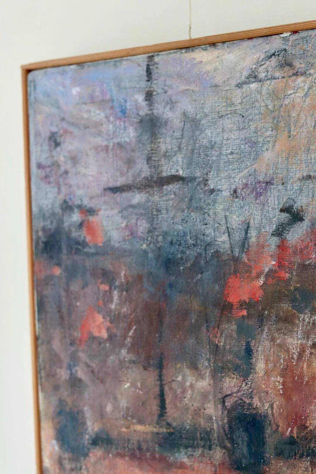 Abstract oil on canvas "warm tones", mid-20th century