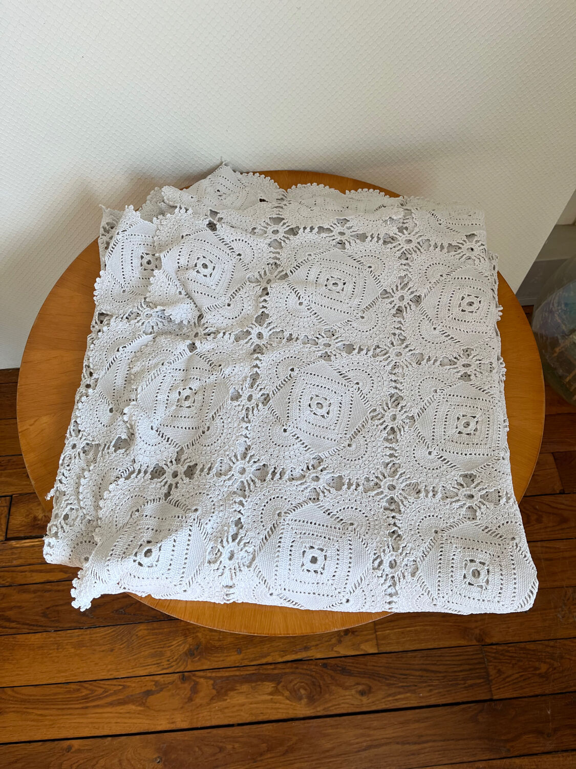 White vintage crochet bedspread