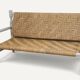 Vintage bench in braided rope and painted wood, 1950s-60s.