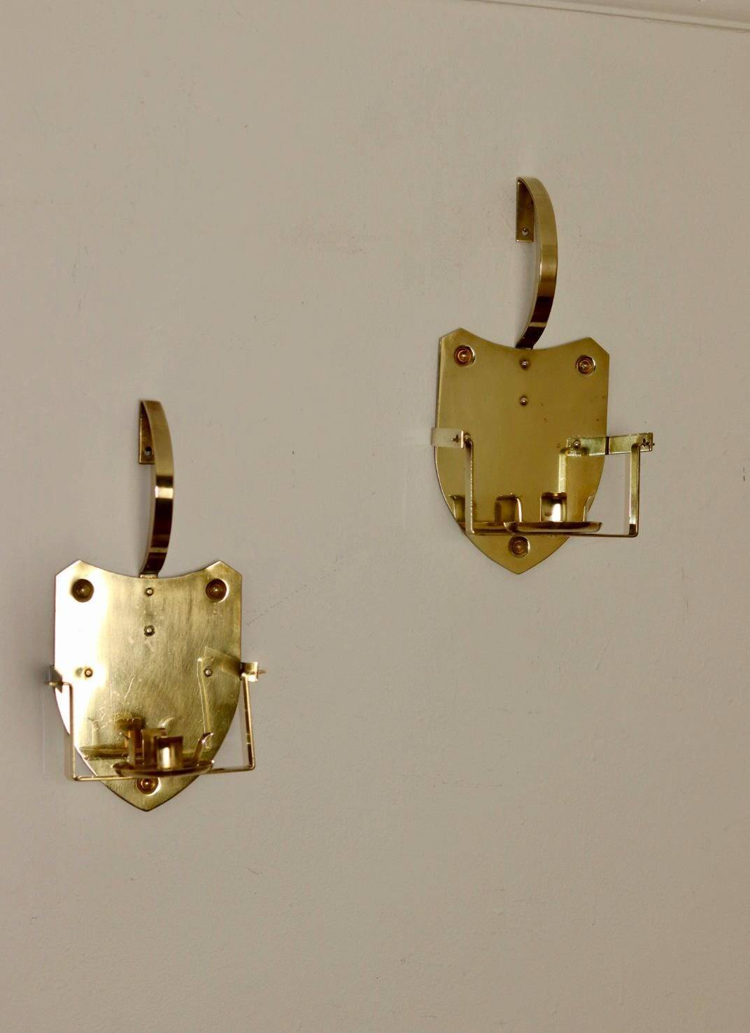 Pair of Swedish brass wall lights from the 1950s.