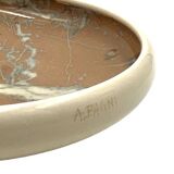 Alvino Bagni, white marbled ceramic centerpiece / vide poche, ca. 1970