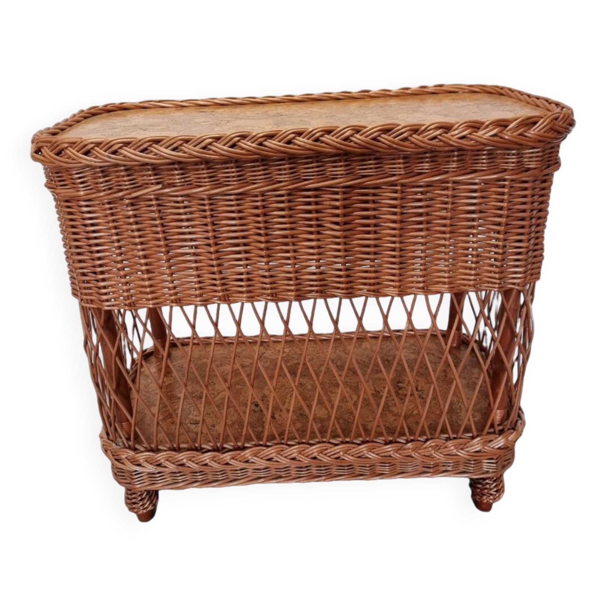 Vintage Wicker Woven Cabinet With Drawer, 90s