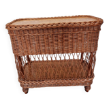 Vintage Wicker Woven Cabinet With Drawer, 90s
