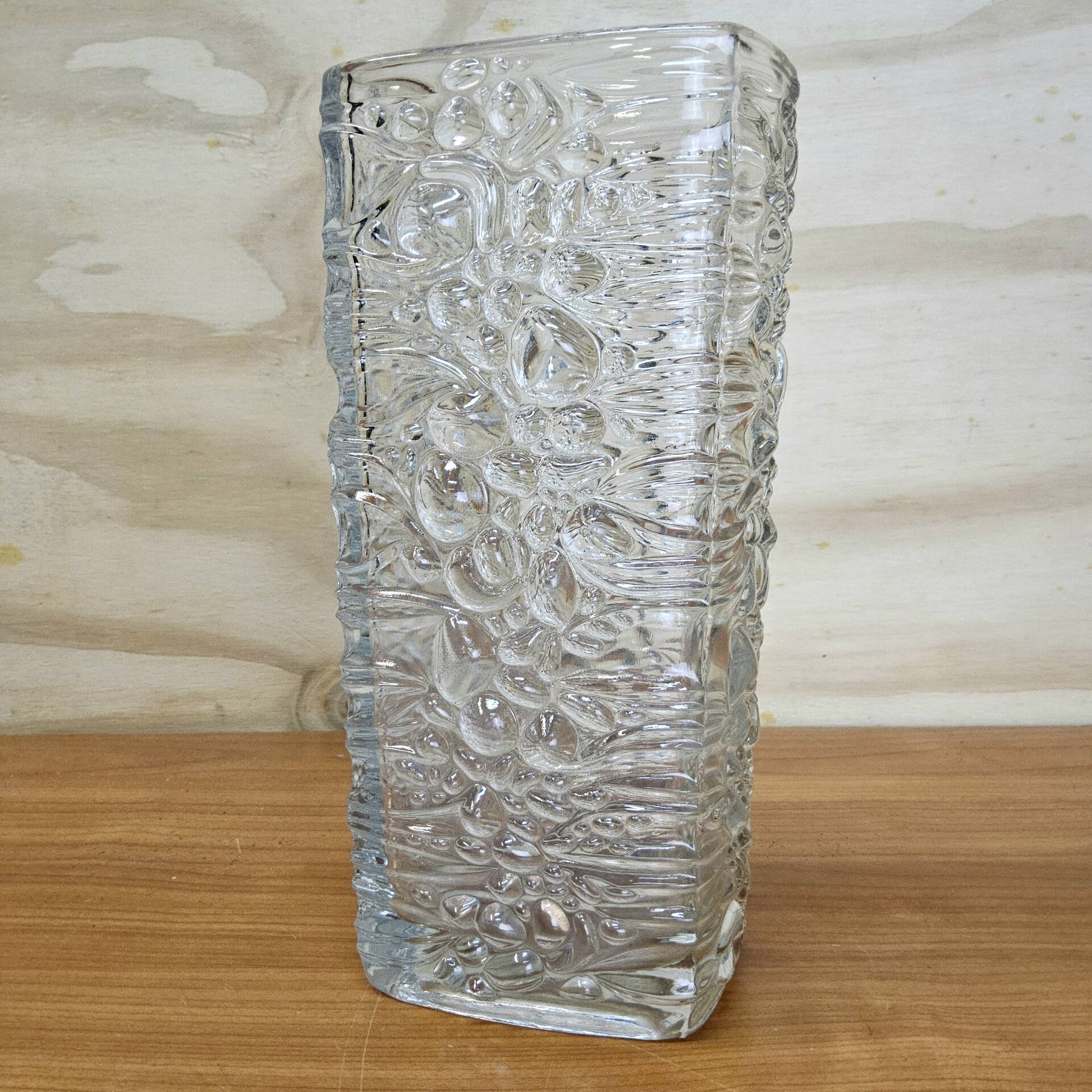 Vintage glass vase bubble texture (Hermanova Hut, 1968)