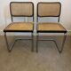 Pair of Marcel Breuer B32 Cesca chairs made in Italy.