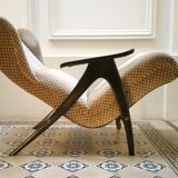 Fauteuil Wing chair à système de relaxation année 50/60