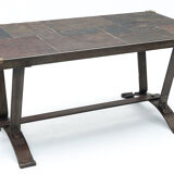 Coffee table in wrought iron and slate, 1950