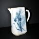 Antique Art Nouveau iris flower earthenware pitcher by Villeroy & Boch Wallerfangen